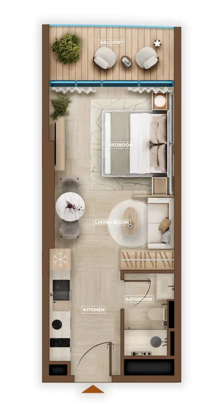 Sky Hills Astra Studio floor plan, 381 sqft