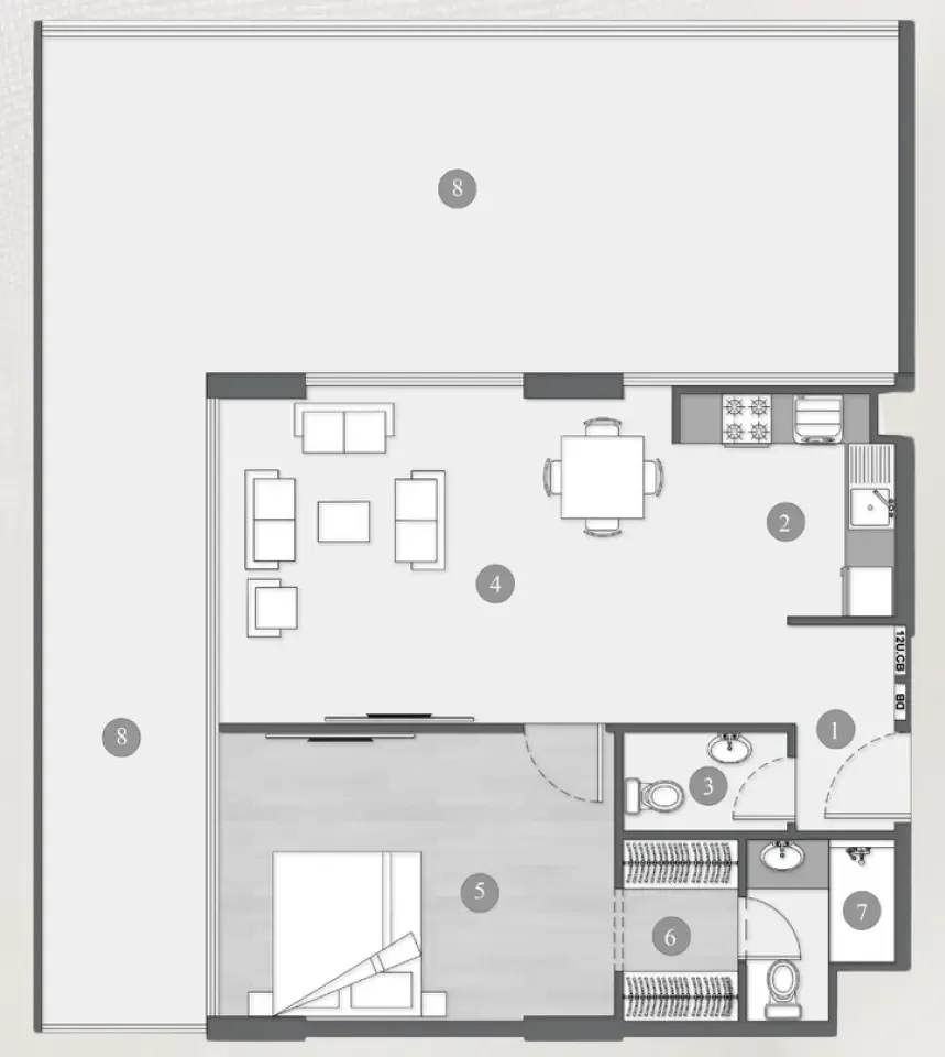 Elevia Residences  1 bed floor plan, 987 sqft