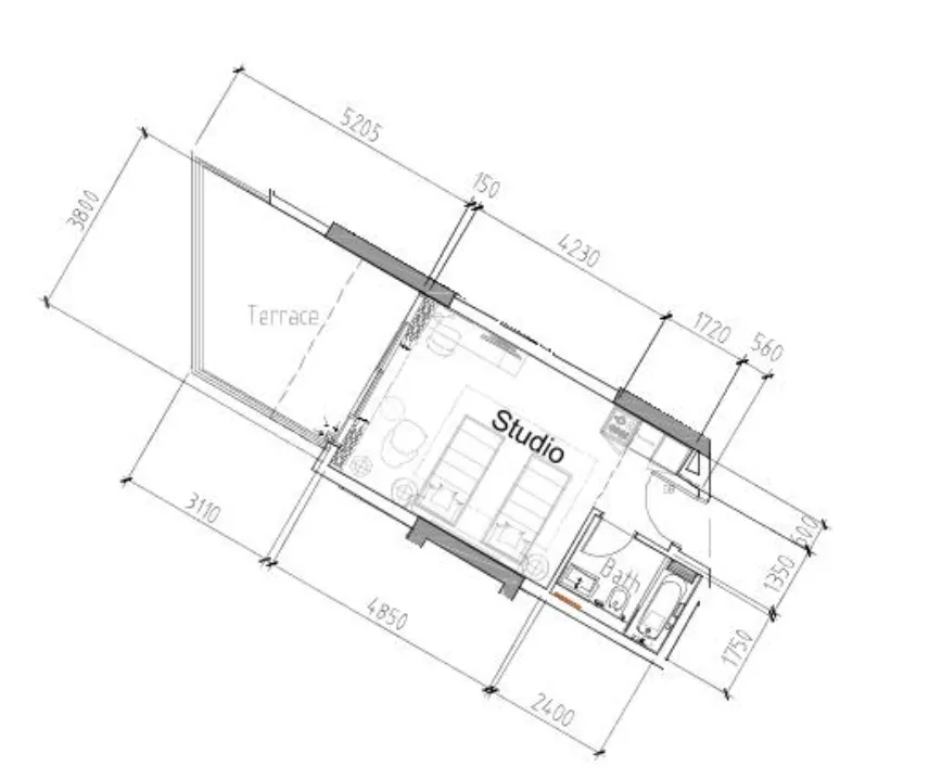 Damac Hills 2 - Hotel Edge by Rotana Studio floor plan, 464 sqft