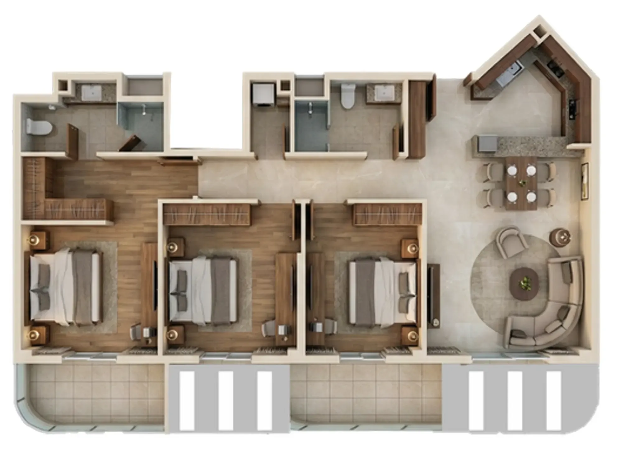 Dreamlife Residences 3 bed floor plan, 1,425 sqft