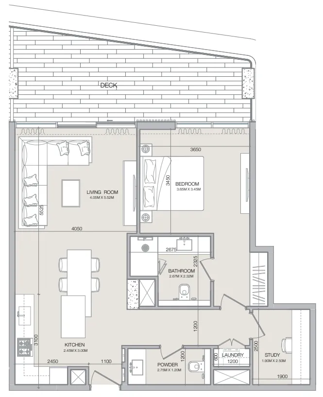 Isolana Residences 1 bed floor plan, 877 – 972 sqft