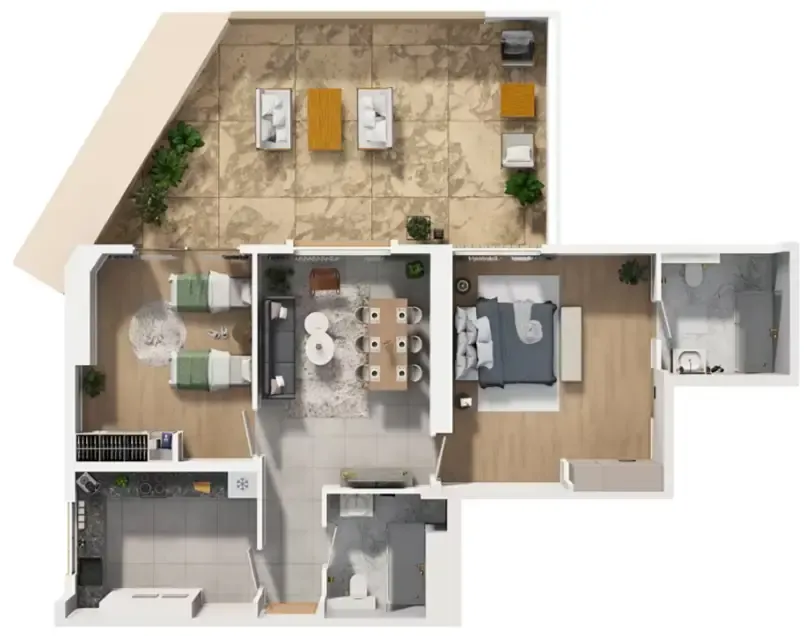 Barajeel Towers 2 bed floor plan, 2,117 sqft