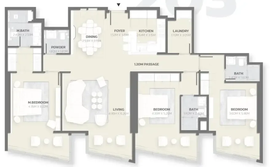 Tonino Lamborghini Residences 3 bed floor plan, 1,775 sqft
