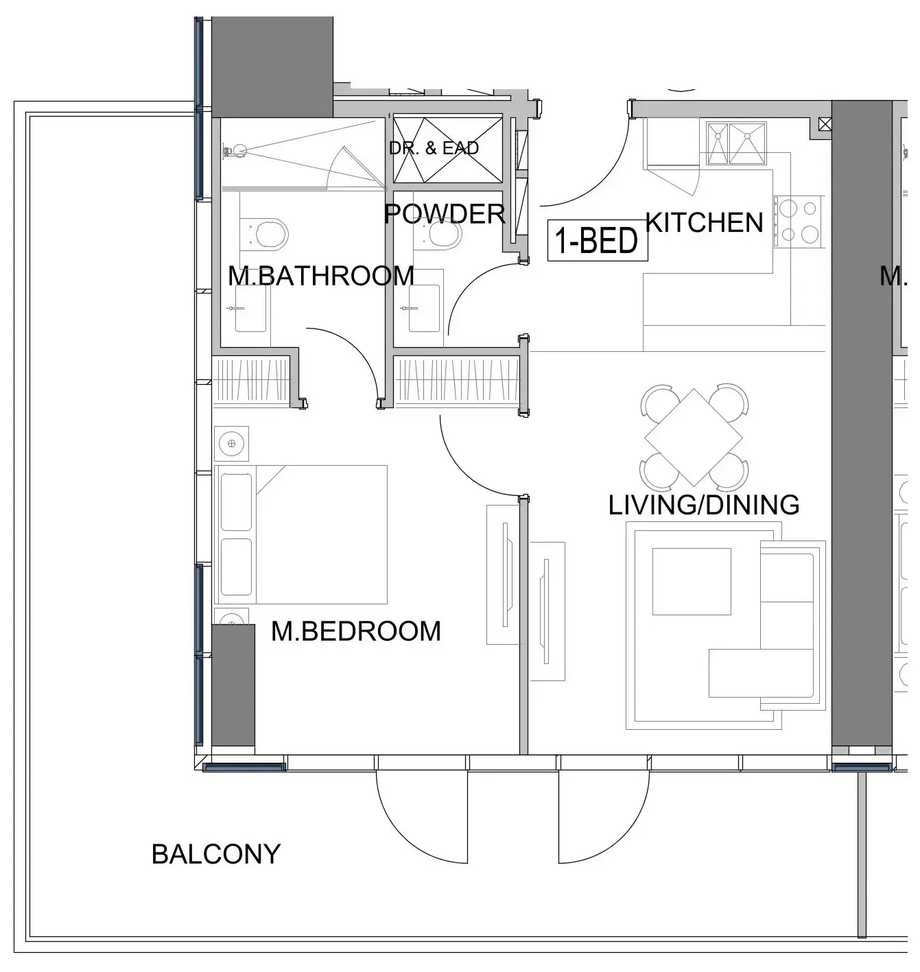 Damac Safa Gate 1 bed floor plan, 984 sqft