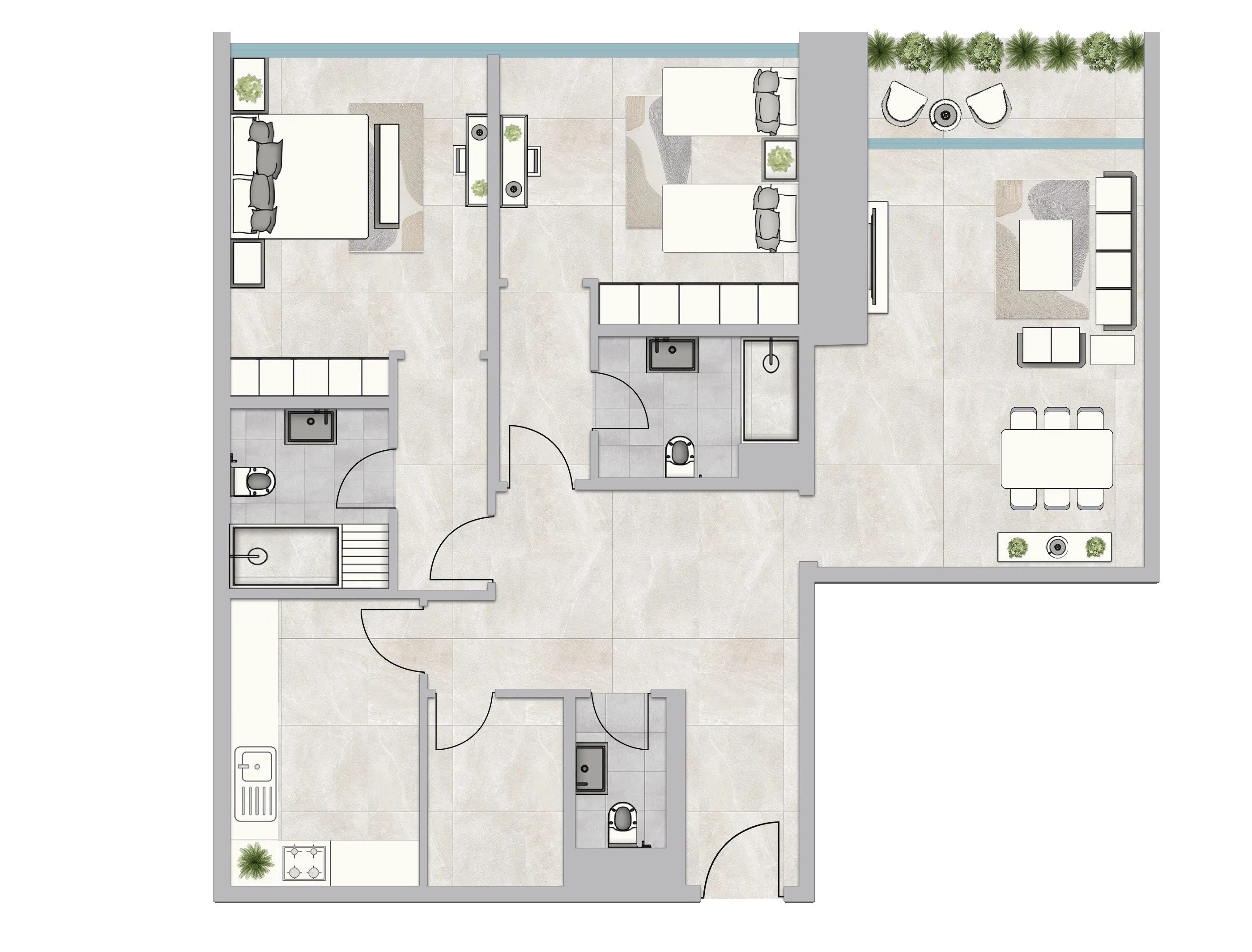 Infinity Tower 2 bed floor plan, 1,769 sqft