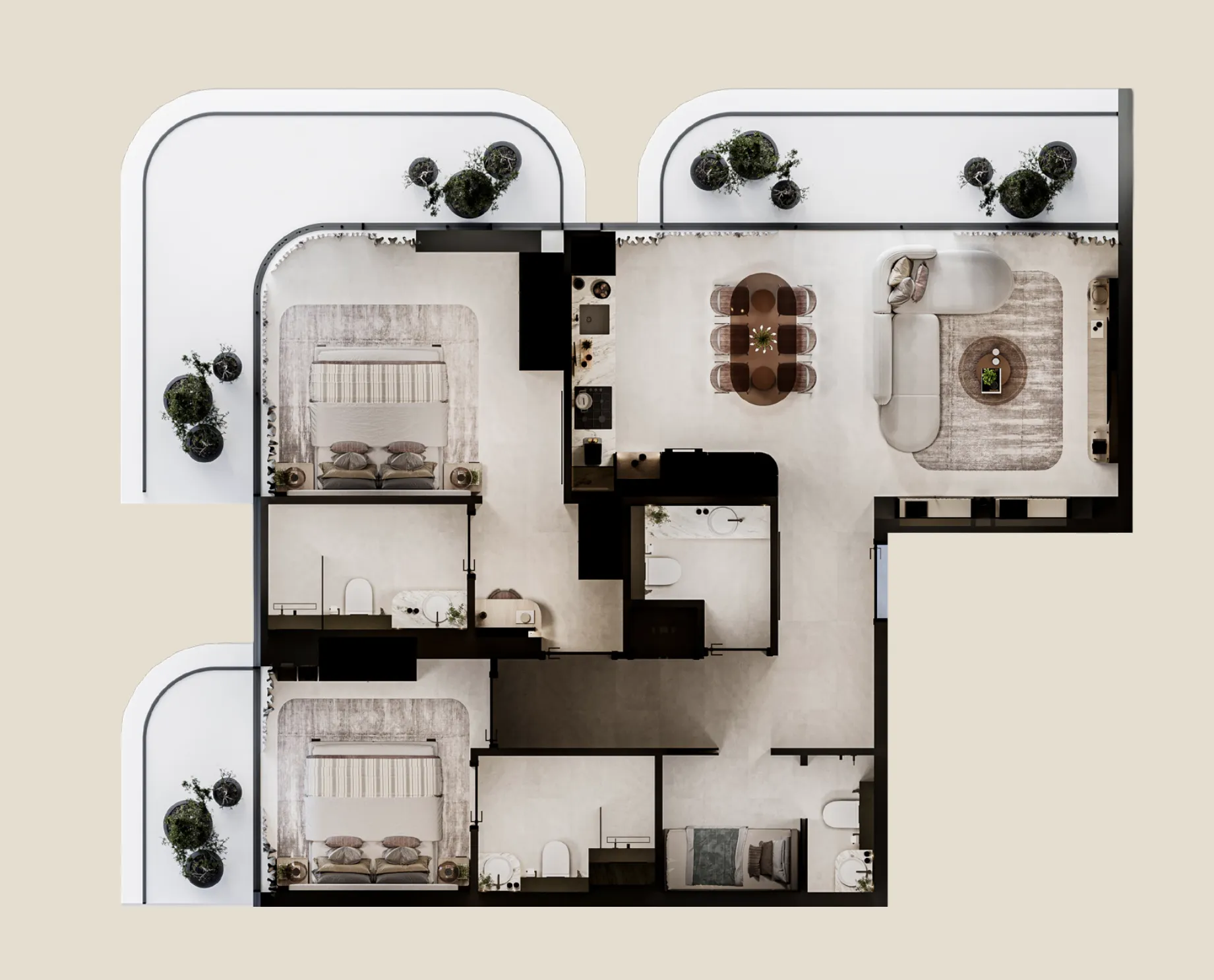 Cybele by Wadan 2 bed floor plan, 1,257 sqft