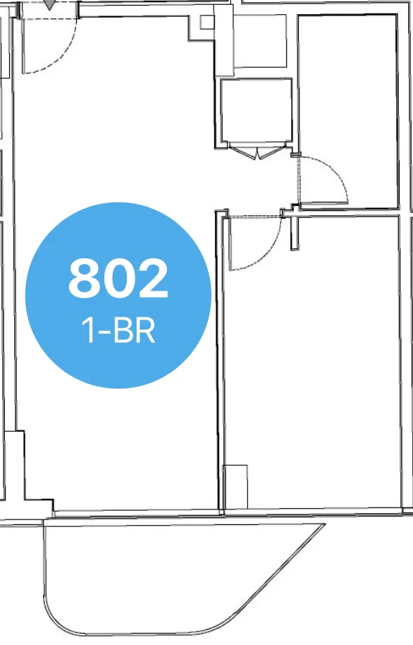 Edgewater Residences 1, 2 and 3 1 bed floor plan, 789 sqft