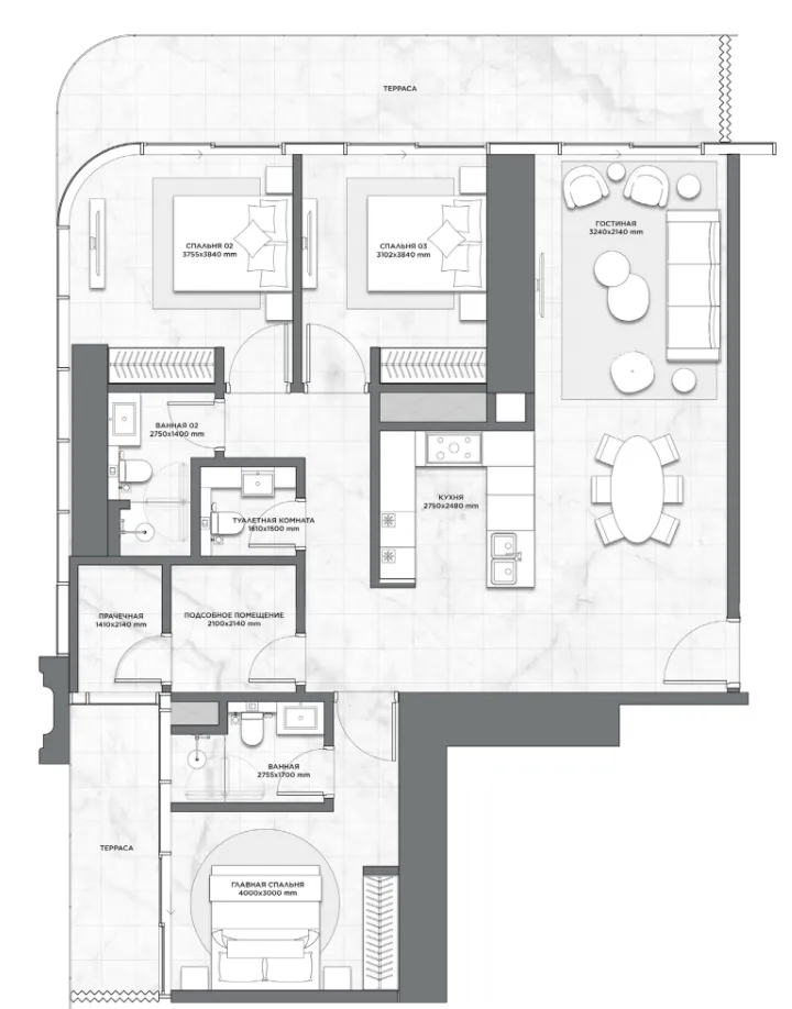 Trump International Resort 3 bed floor plan, 1,665 – 2,183 sqft