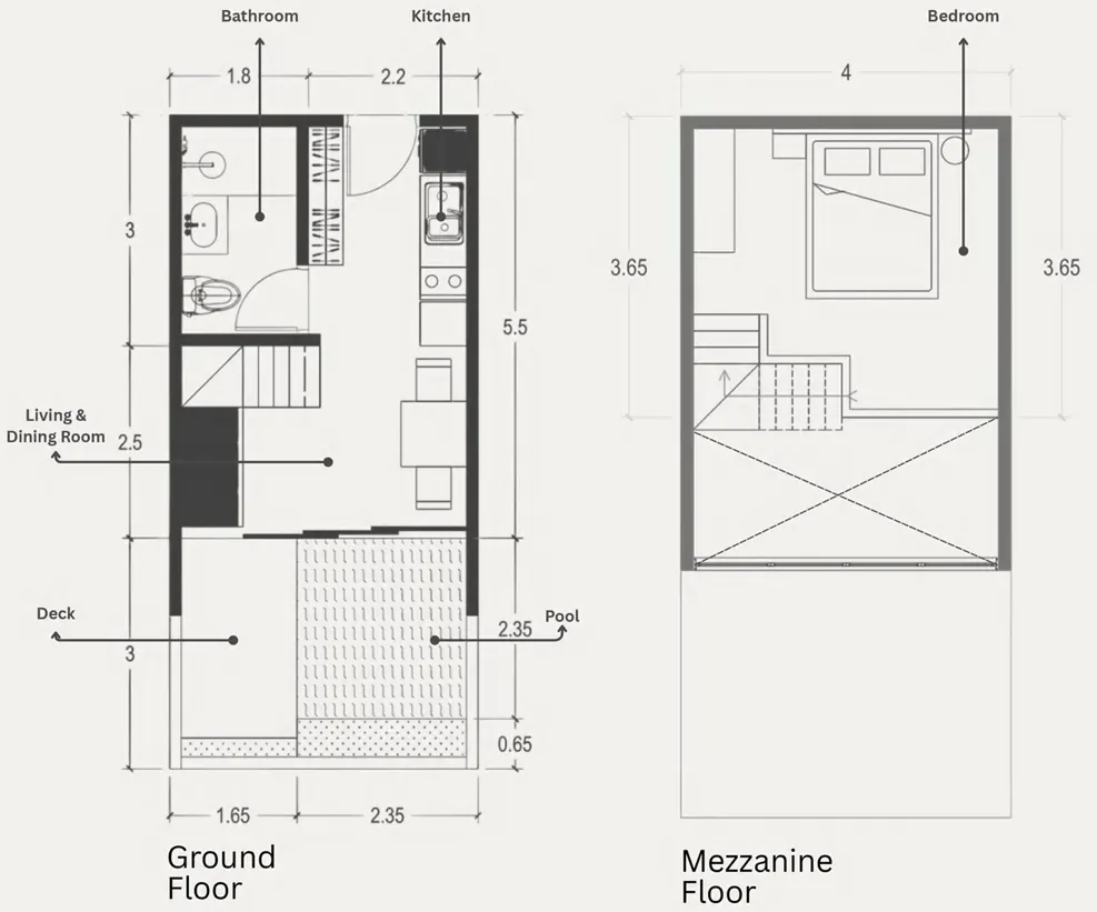 Umalas Private Suite 1 bed floor plan, 484 sqft