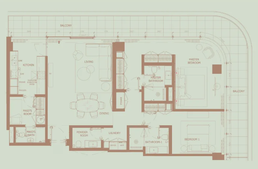 Eden House The Park 2 bed floor plan, 1,947 sqft
