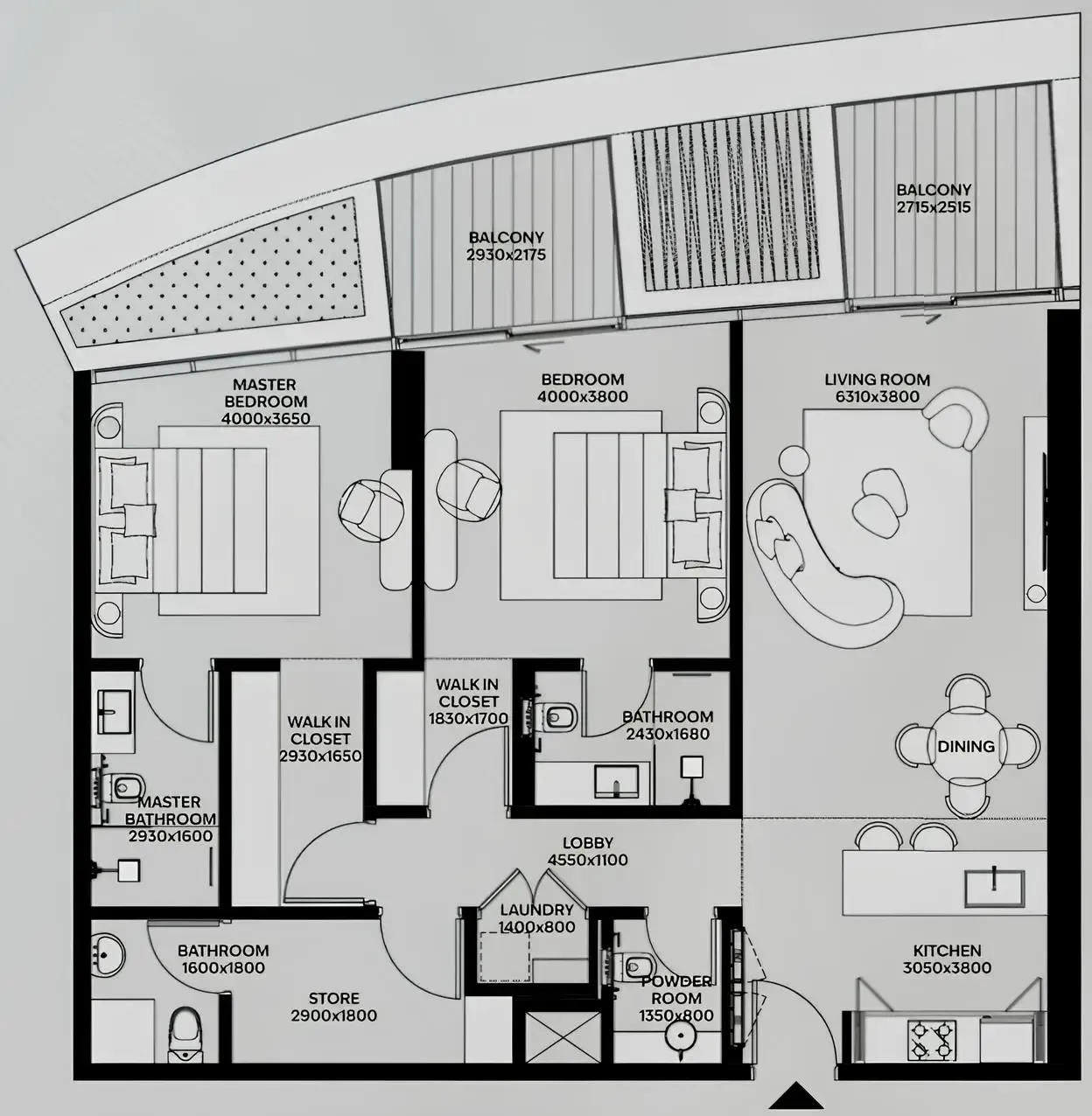 Lia by Avenew Development 2 bed floor plan, 1,352 sqft