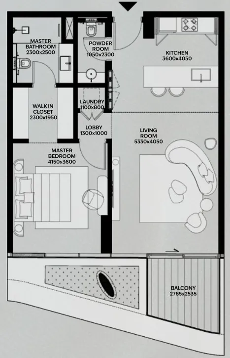 Lia by Avenew Development 1 bed floor plan, 857 sqft