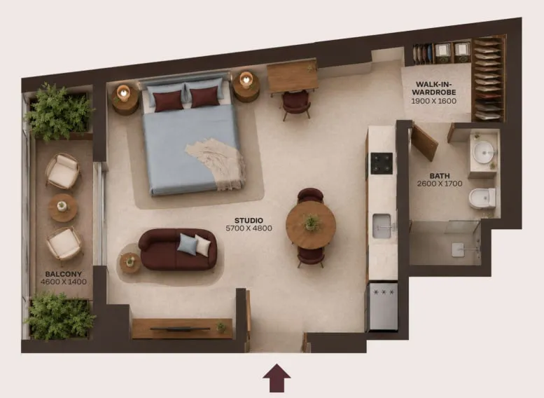 New Project by Grid Properties Studio floor plan, 470 sqft