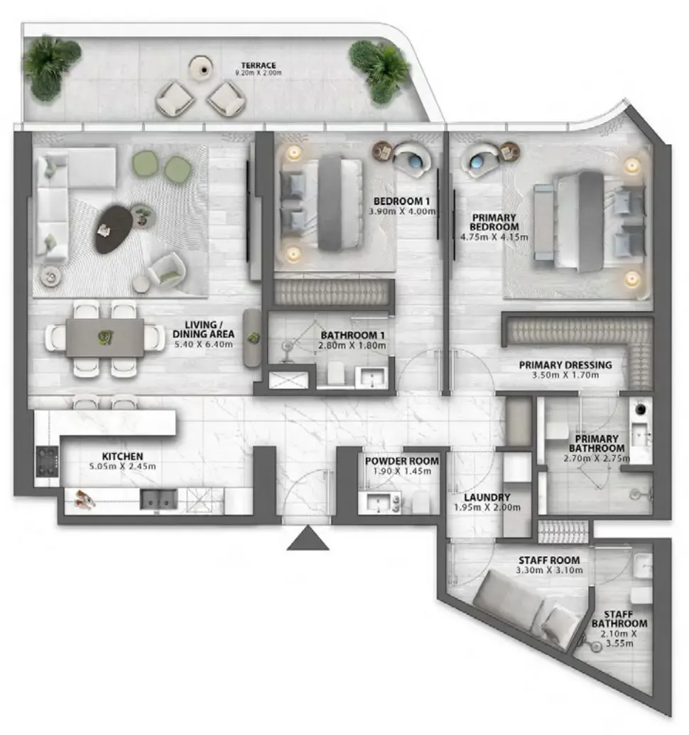 Passo by Beyond 2 bed floor plan, 1,801 sqft