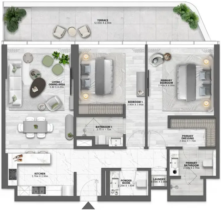 Passo by Beyond 2 bed floor plan, 1,464 sqft