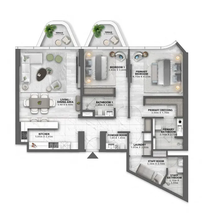 Passo by Beyond 2 bed floor plan, 1,704 – 1,706 sqft