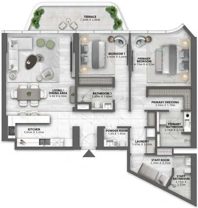 Passo by Beyond 2 bed floor plan, 1,748 sqft
