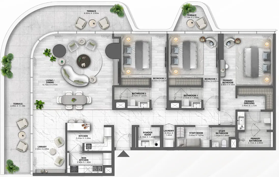 Passo by Beyond 3 bed floor plan, 2,449 – 2,575 sqft