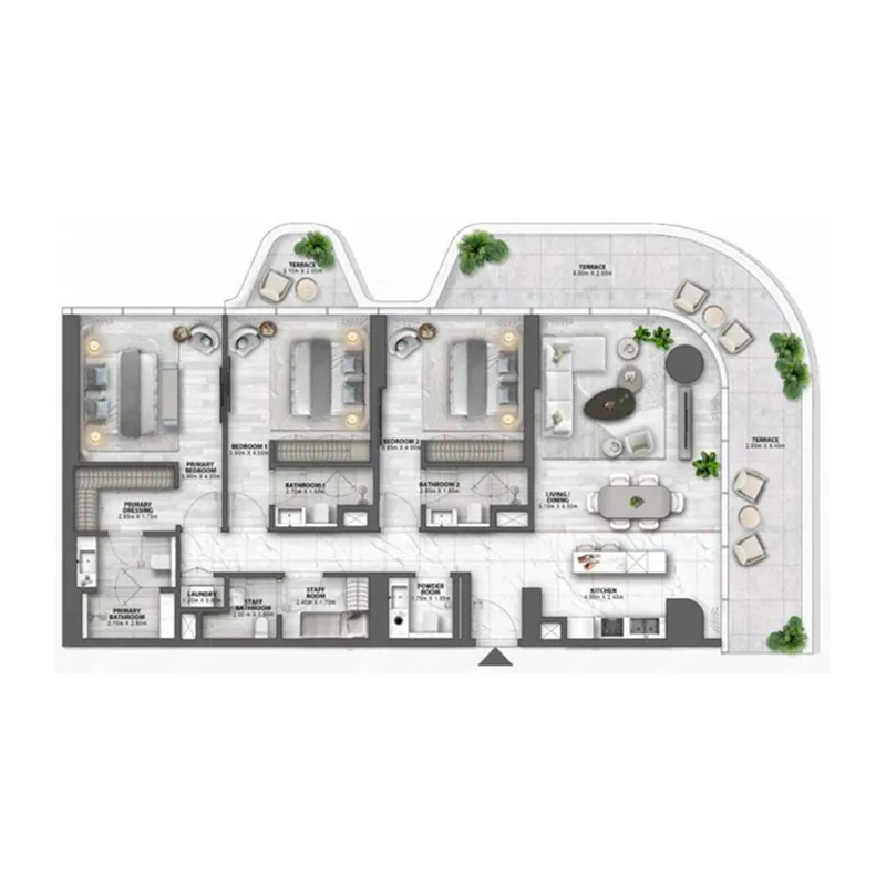 Passo by Beyond 3 bed floor plan, 2,171 – 2,371 sqft