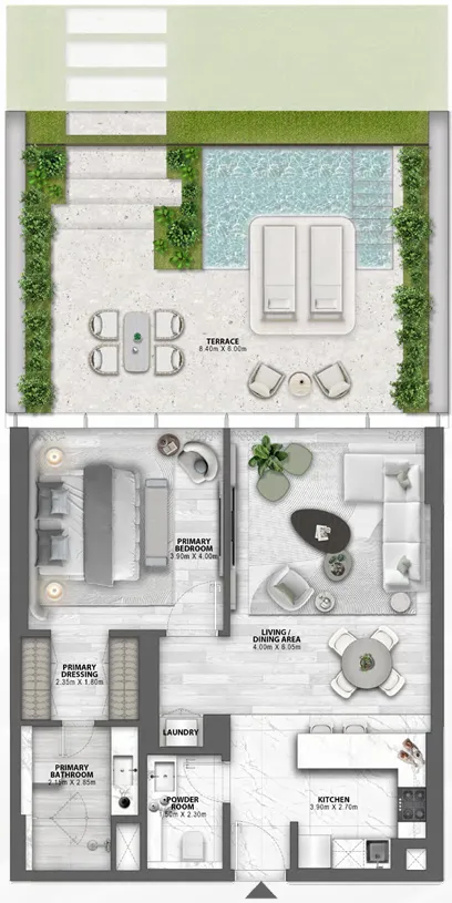 Passo by Beyond 1 bed floor plan, 1,365 – 1,500 sqft