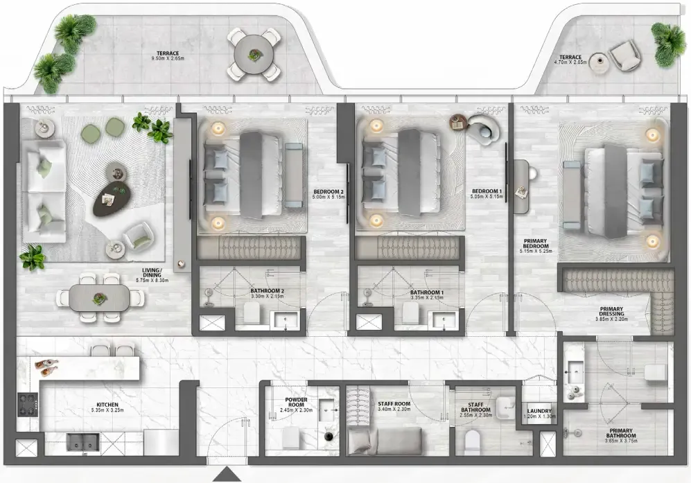 Passo by Beyond 3 bed floor plan, 1,860 sqft