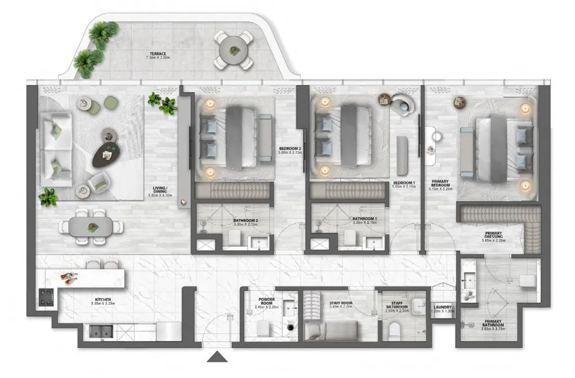 Passo by Beyond 3 bed floor plan, 1,851 sqft