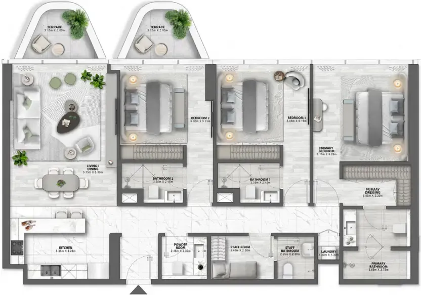 Passo by Beyond 3 bed floor plan, 1,730 sqft