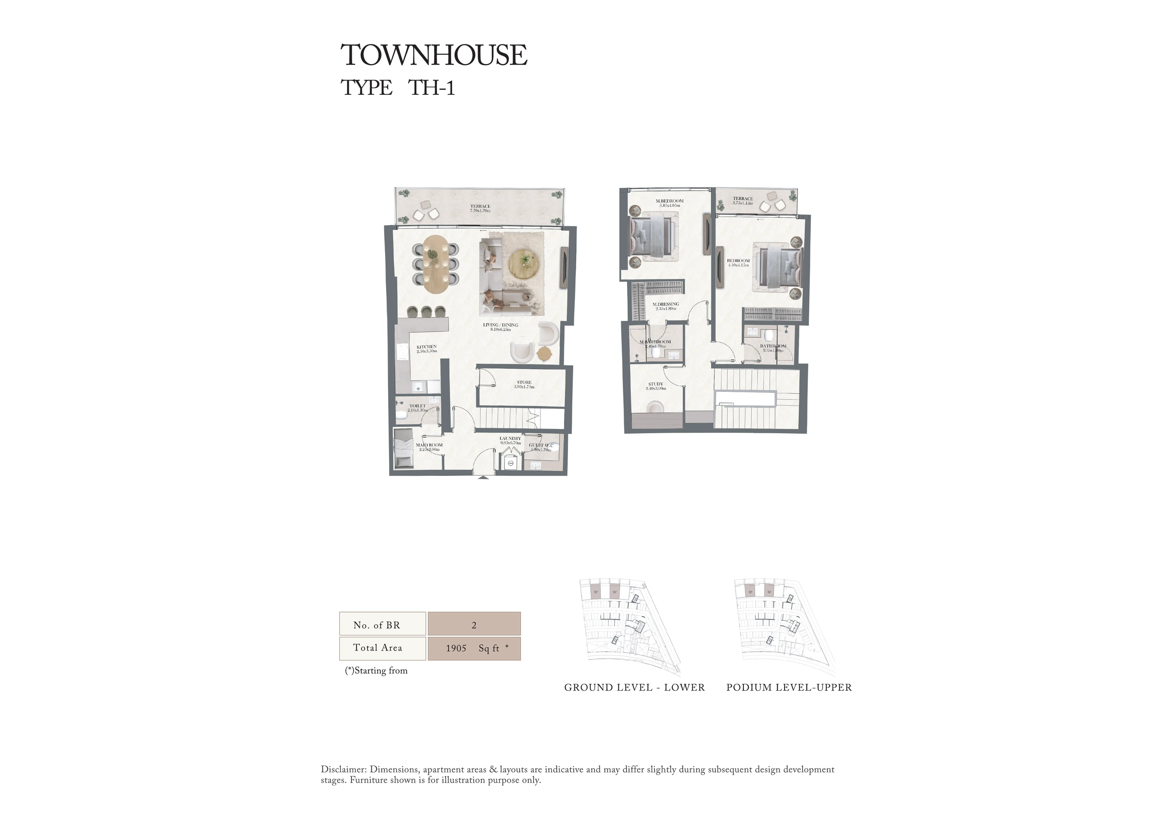Radisson Residences Tower 3 2 bed floor plan, 1,874 – 1,912 sqft