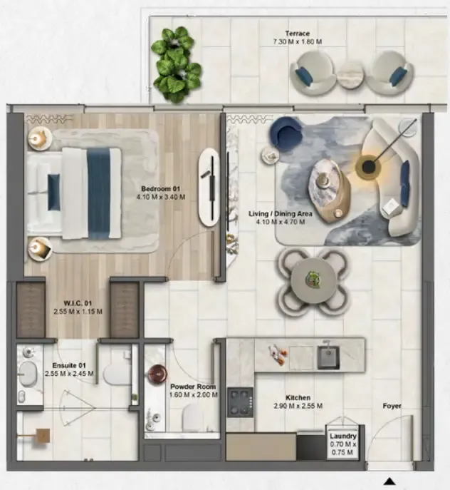 Soulever by Beyond 1 bed floor plan, 846 sqft