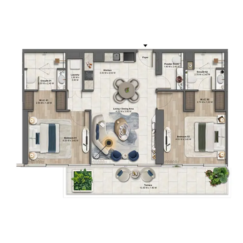 Soulever by Beyond 2 bed floor plan, 1,251 – 1,254 sqft