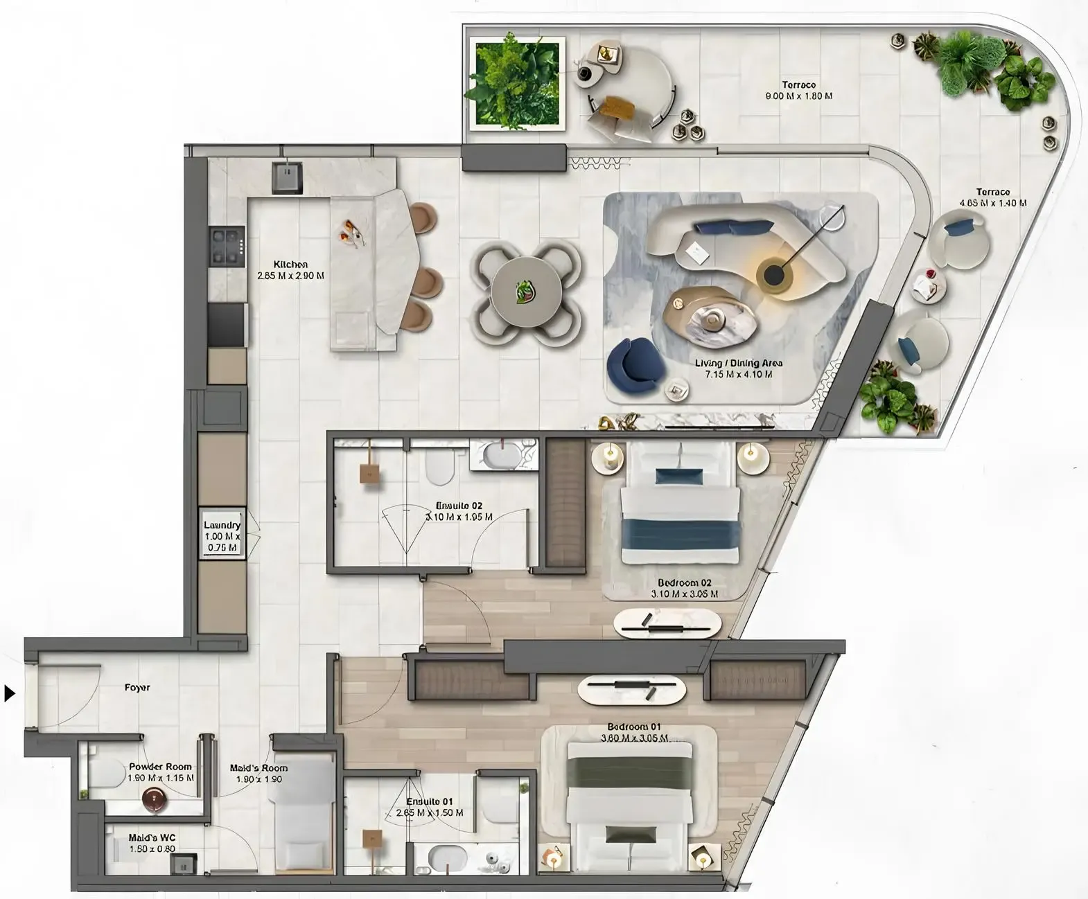Soulever by Beyond 2 bed floor plan, 1,476 sqft
