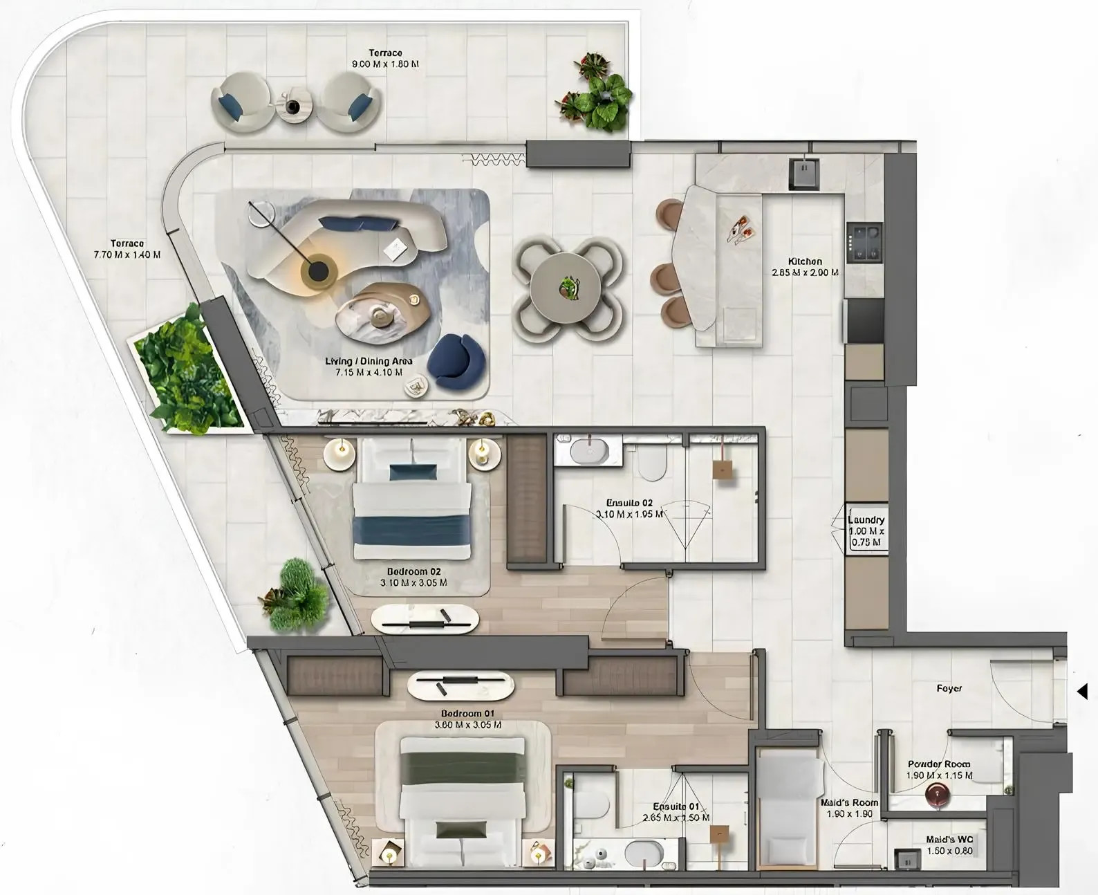 Soulever by Beyond 2 bed floor plan, 1,533 sqft