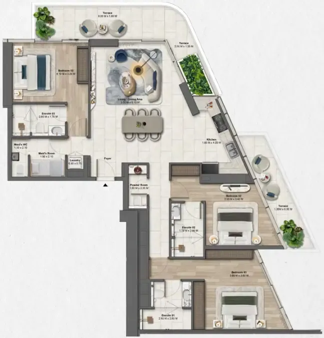 Soulever by Beyond 3 bed floor plan, 1,868 sqft